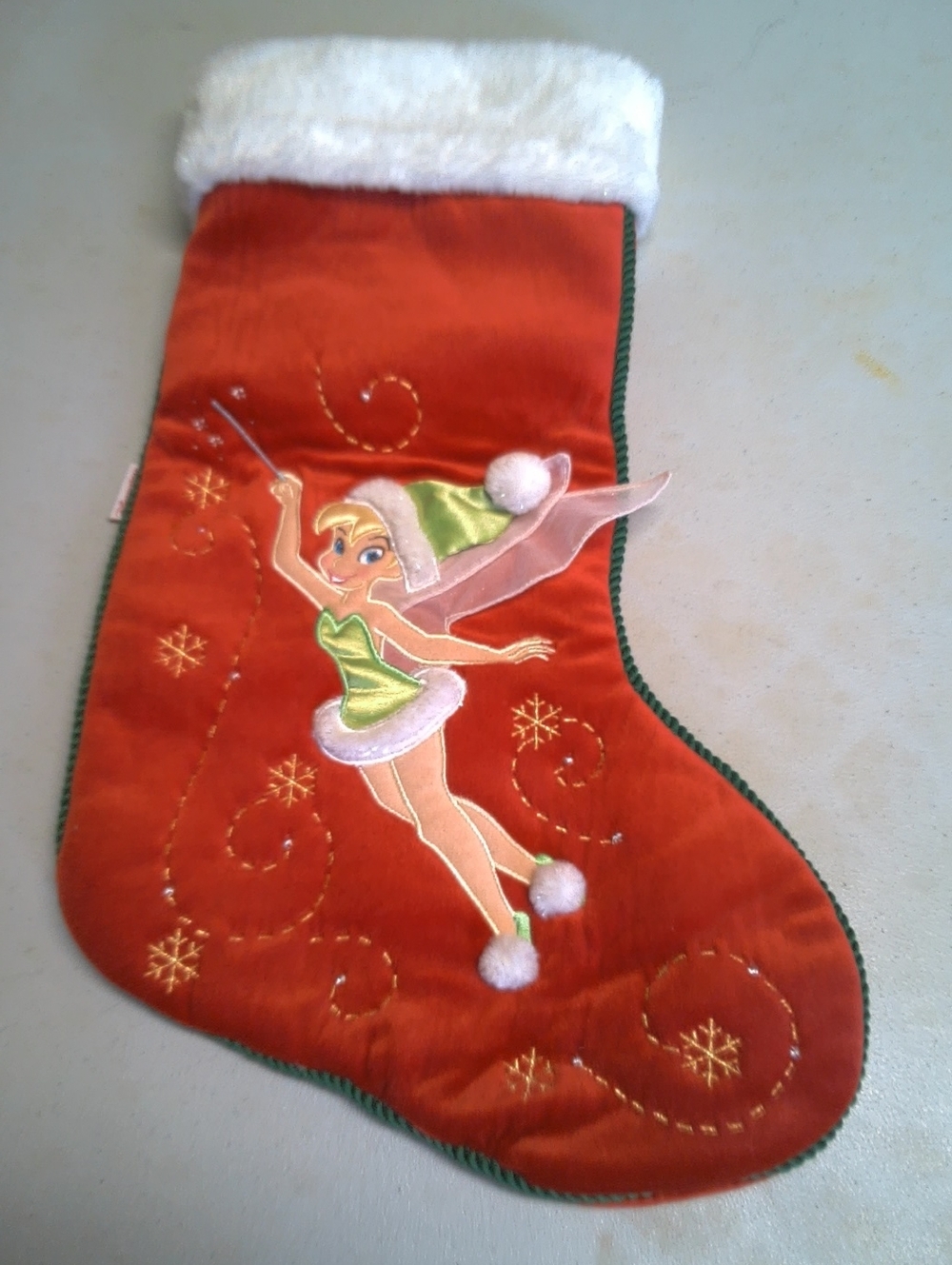 Disney Store Exclusive Tinker Bell Red Velvet Christmas Stocking-vintage
